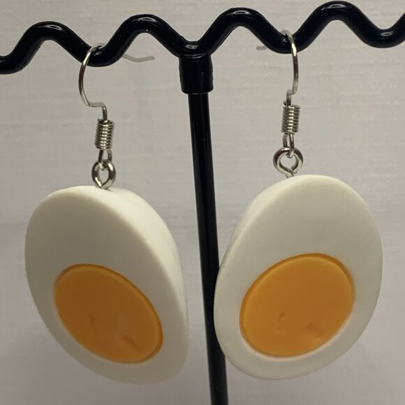 Egg Earring, Easter Egg Earring, Funny Food Earring, Cooking Earring, Chef - Picture 5 of 6